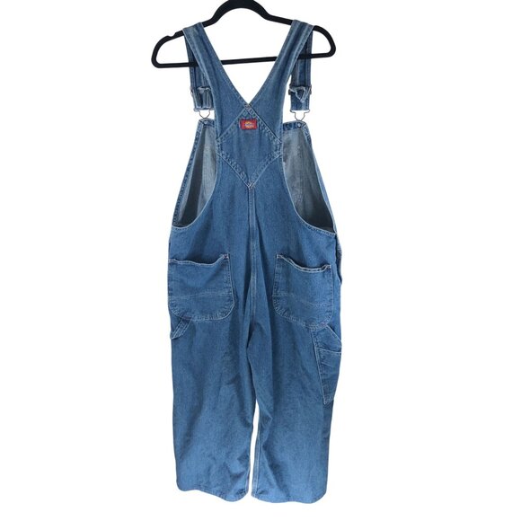 Dickies Denim Overalls 38X30 Pockets Adjustable Workwear 100% Cotton HEMMED 24" - Picture 2 of 6